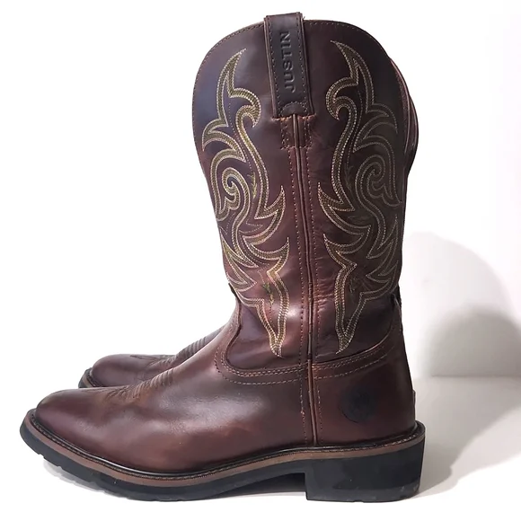 Justin Stampede WK4575 Leather Western Cowboy Boots Men's Size 10.5 D - Picture 4 of 16
